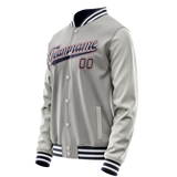 Custom Gray Royal Solid Color Varsity Letterman Jacket
