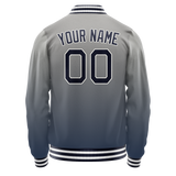 Custom Gray Navy Gradient Varsity Letterman Jacket