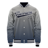 Custom Gray Navy Gradient Varsity Letterman Jacket