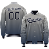 Custom Gray Navy Gradient Varsity Letterman Jacket