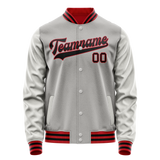 Custom Gray Black Solid Color Varsity Letterman Jacket