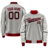 Custom Gray Black Solid Color Varsity Letterman Jacket