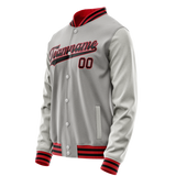 Custom Gray Black Solid Color Varsity Letterman Jacket