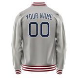 Custom Gray Royal Solid Color Varsity Letterman Jacket