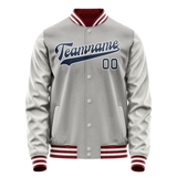 Custom Gray Royal Solid Color Varsity Letterman Jacket