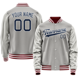 Custom Gray Royal Solid Color Varsity Letterman Jacket