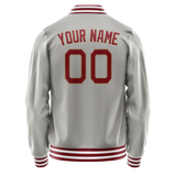Custom Gray Texas-Orange Solid Color Varsity Letterman Jacket