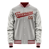 Custom Gray Texas-Orange Solid Color Varsity Letterman Jacket