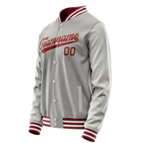 Custom Gray Texas-Orange Solid Color Varsity Letterman Jacket