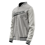 Custom Gray Black Solid Color Varsity Letterman Jacket