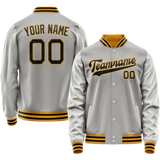 Custom Gray Black Solid Color Varsity Letterman Jacket