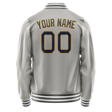 Custom Gray Purple Solid Color Varsity Letterman Jacket