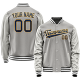Custom Gray Purple Solid Color Varsity Letterman Jacket