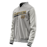 Custom Gray Purple Solid Color Varsity Letterman Jacket