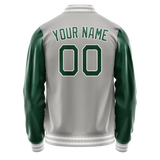 Custom Gray Kelly-Green Solid Color Varsity Letterman Jacket