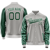 Custom Gray Kelly-Green Solid Color Varsity Letterman Jacket