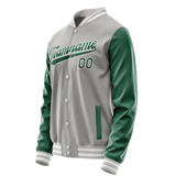 Custom Gray Kelly-Green Solid Color Varsity Letterman Jacket
