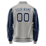 Custom Gray Royal Solid Color Varsity Letterman Jacket
