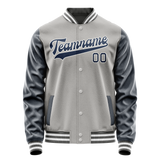 Custom Gray Royal Solid Color Varsity Letterman Jacket