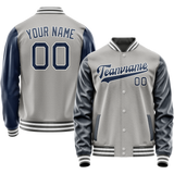 Custom Gray Royal Solid Color Varsity Letterman Jacket