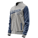 Custom Gray Royal Solid Color Varsity Letterman Jacket