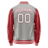 Custom Gray Texas-Orange Solid Color Varsity Letterman Jacket