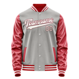 Custom Gray Texas-Orange Solid Color Varsity Letterman Jacket