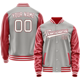 Custom Gray Texas-Orange Solid Color Varsity Letterman Jacket