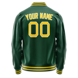 Custom Kelly-Green Gold Solid Color Varsity Letterman Jacket