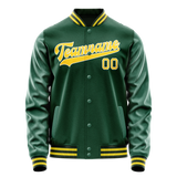 Custom Kelly-Green Gold Solid Color Varsity Letterman Jacket