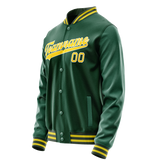 Custom Kelly-Green Gold Solid Color Varsity Letterman Jacket