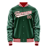 Custom Kelly-Green White Solid Color Varsity Letterman Jacket