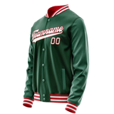 Custom Kelly-Green White Solid Color Varsity Letterman Jacket