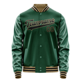 Custom Kelly-Green Black Solid Color Varsity Letterman Jacket