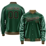 Custom Kelly-Green Black Solid Color Varsity Letterman Jacket