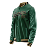 Custom Kelly-Green Black Solid Color Varsity Letterman Jacket