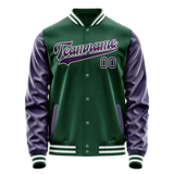 Custom Kelly-Green Purple Solid Color Varsity Letterman Jacket