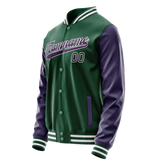 Custom Kelly-Green Purple Solid Color Varsity Letterman Jacket