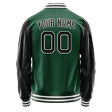 Custom Kelly-Green Texas-Orange Solid Color Varsity Letterman Jacket
