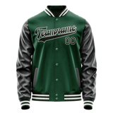 Custom Kelly-Green Black Solid Color Varsity Letterman Jacket