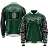Custom Kelly-Green Black Solid Color Varsity Letterman Jacket