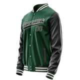 Custom Kelly-Green Texas-Orange Solid Color Varsity Letterman Jacket