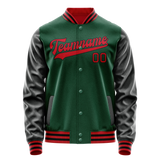 Custom Kelly-Green Black Solid Color Varsity Letterman Jacket