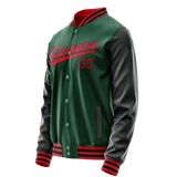Custom Kelly-Green Black Solid Color Varsity Letterman Jacket