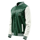 Custom Kelly-Green White Solid Color Varsity Letterman Jacket