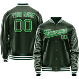 Custom Green Kelly-Green Solid Color Varsity Letterman Jacket