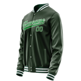 Custom Green Kelly-Green Solid Color Varsity Letterman Jacket