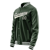Custom Green Cream Solid Color Varsity Letterman Jacket