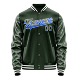 Custom Green Light-Blue Solid Color Varsity Letterman Jacket