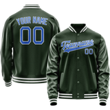 Custom Green Light-Blue Solid Color Varsity Letterman Jacket